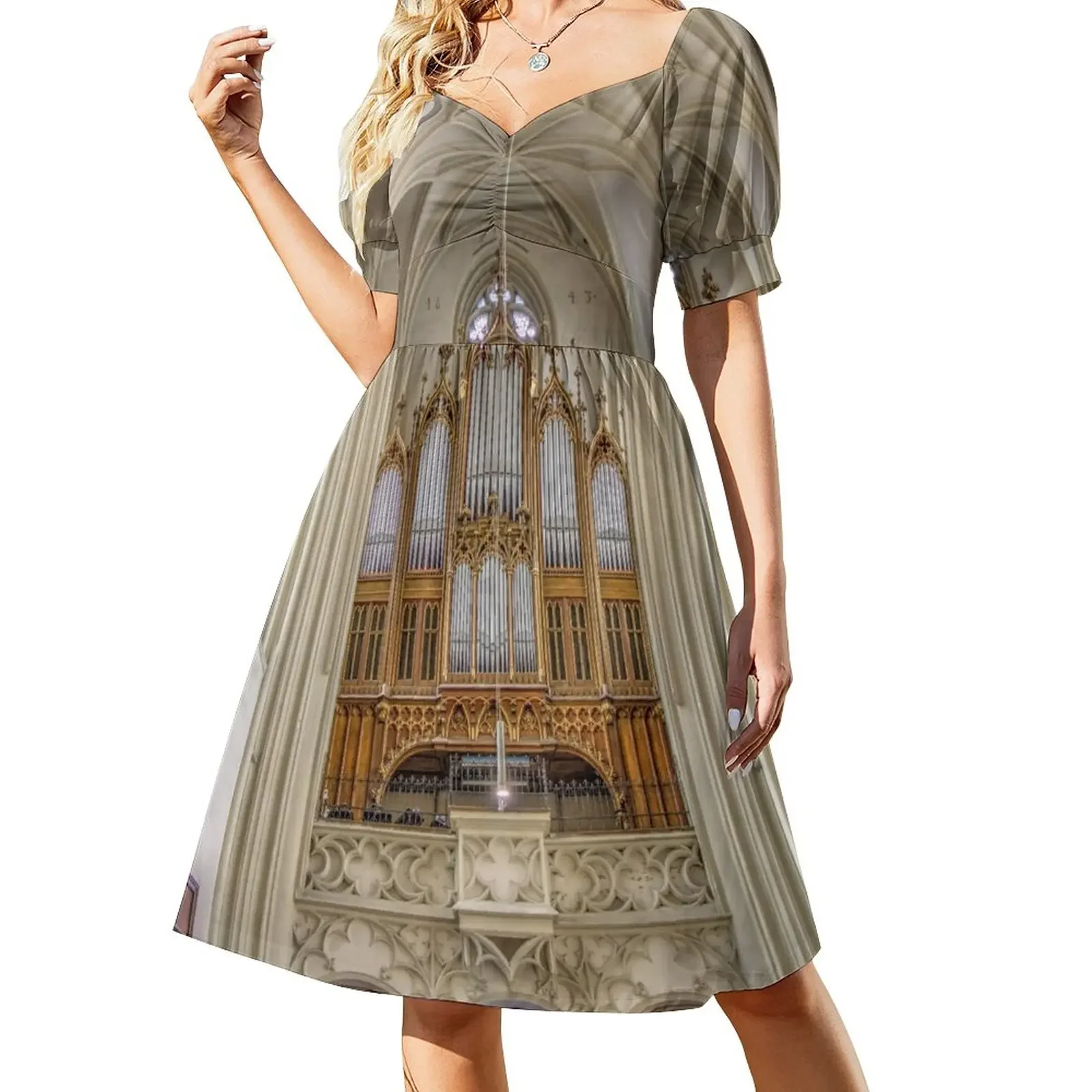 Pipe Organ Maria Am Gestade, 1010 Vienna Austria #2 Short-Sleeved Dress beach dress luxury dress