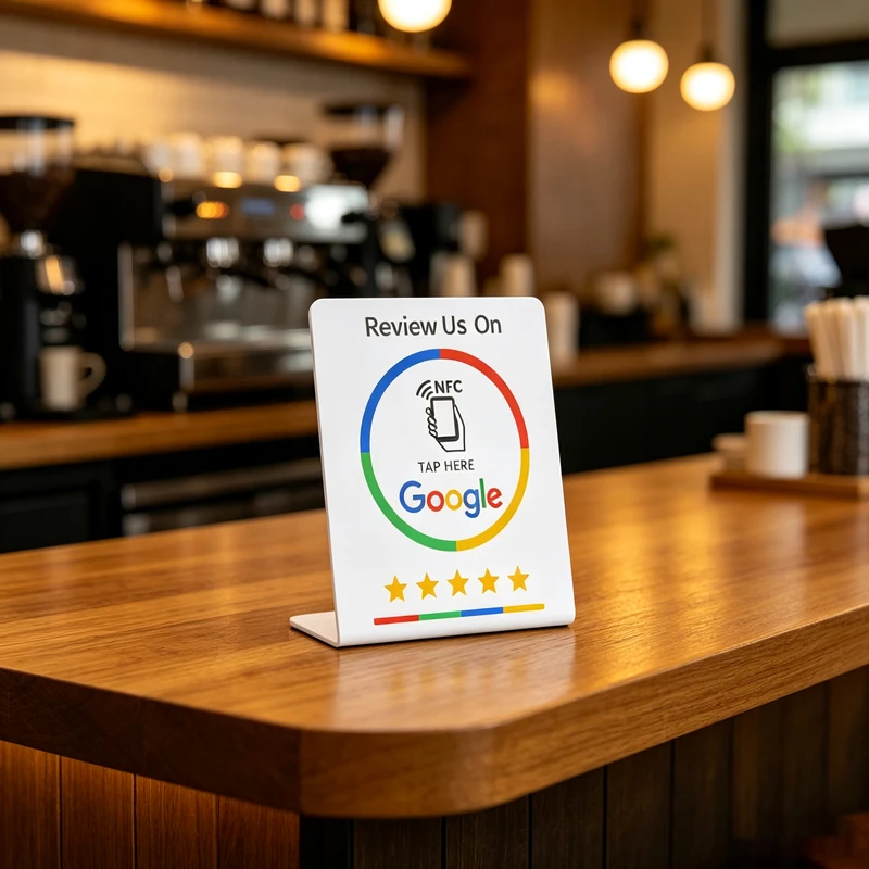 13.56MHz Programmable NFC Google Review Table Stand Bending Display Standing Brand Bracket for Business Customer Feedback