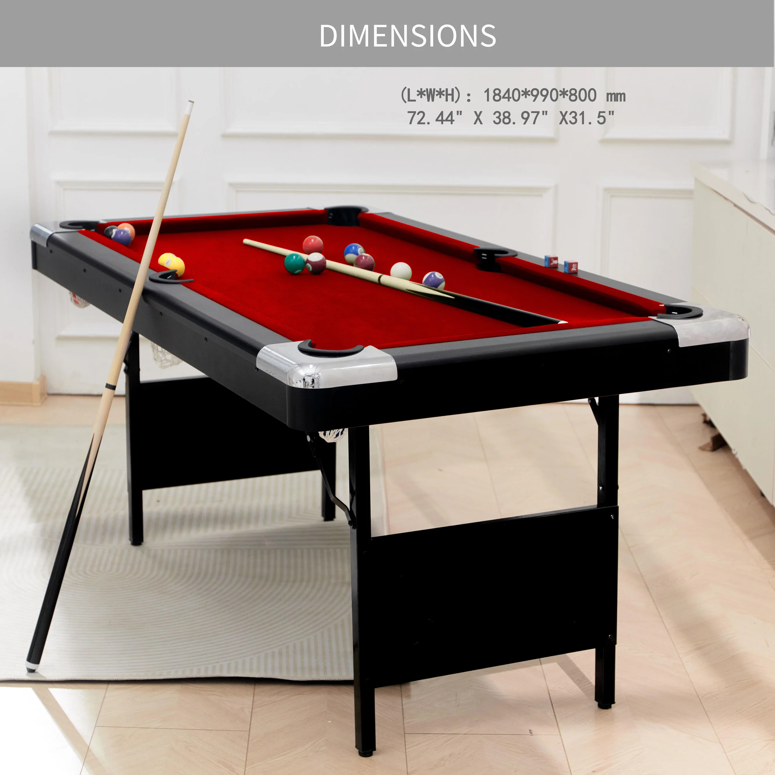 Foldable pool table Indoor Home Office sports entertainment High quality pool table 6FT BILLIARD TABLE