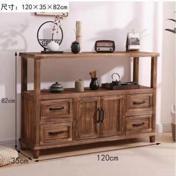 Vintage solid wood sideboard storage living room old storage cabinet 4
