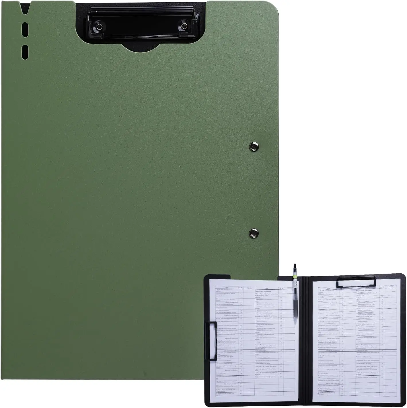 

A4 Foldable Clipboard with Dual Metal Clips, 360 Degree Binder Clipboards with Pen Holder, Portable File Cover Work Folder