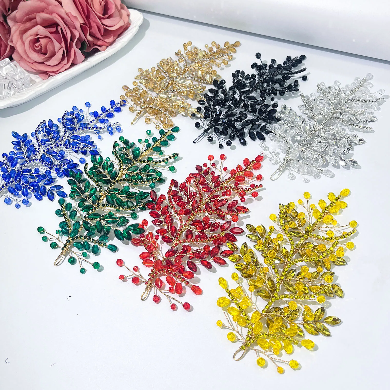 

DZ256 Newest Design Multi Colored Rhinestone Headpiece Handmade Wedding Clear Crystal Bridal Hairbands Women Hair Accessory