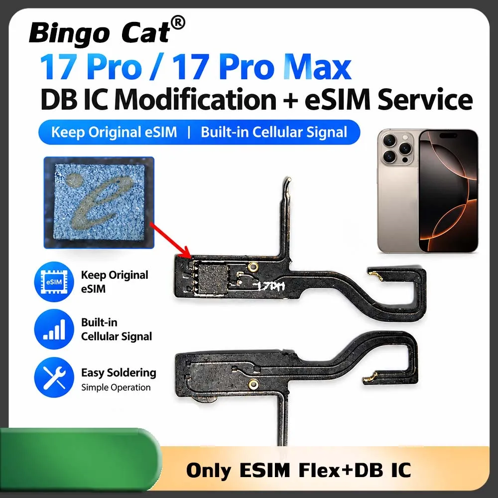 DB IC eSIM Only Solution Mep Flex Cable For iPhone 15 16 Plus 17 Pro Max No CNC No Physical SIM Keep Ori ESIM Support IOS27