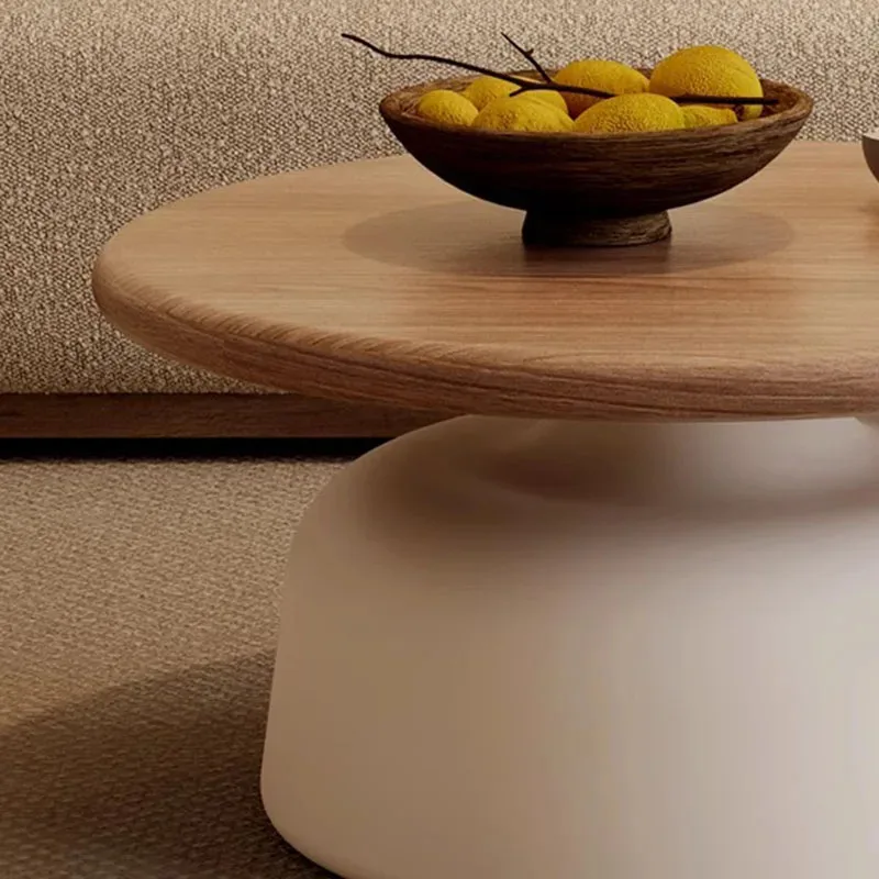 Low White Round Coffee Tables Modern Design Wood Floor Minimalist Nordic Coffee Table Living Room Mesita Auxiliar Furniture image 5