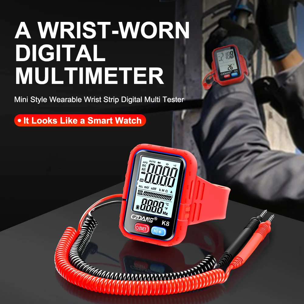 Measurable DCV ACV Resistance Continuity Mini Style Wearable Wrist Strip Wrist-worn Digital Multimeter Multi Tester Meter