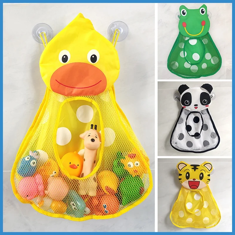 

Baby Bath Toys Cute Duck Frog Mesh Net Toy Storage Bag Strong Suction Cups Bath Game Bag Bathroom Organizer Water Toys for Kids