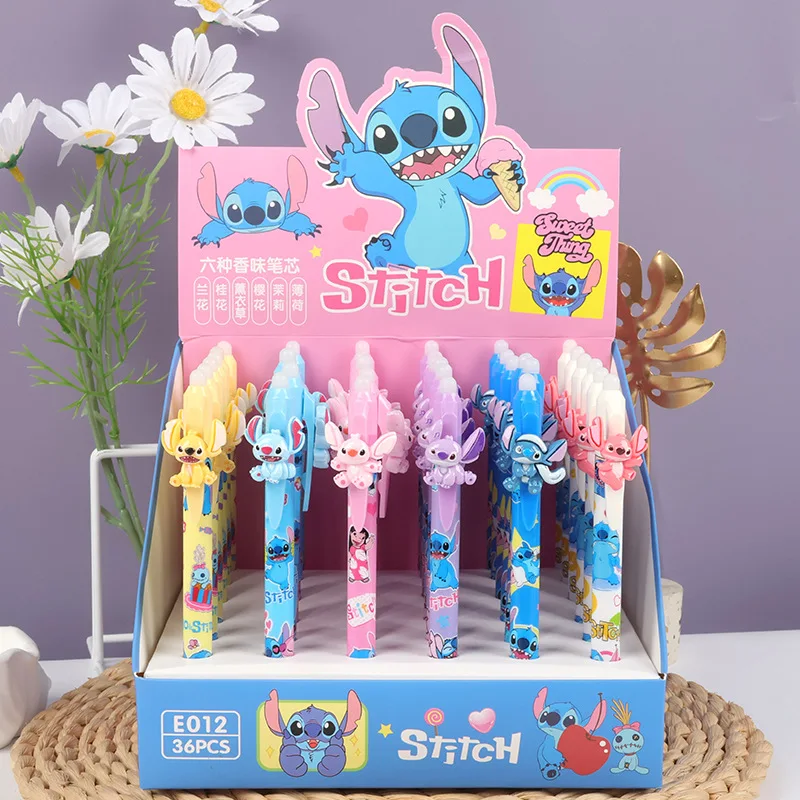 

6/36pcs Disney Stitch Erasable Gel Pen Cartoon Cute Lilo 0.5 Black Signature Pen Student Stationery Gift Kawaii Ballpoint Pen