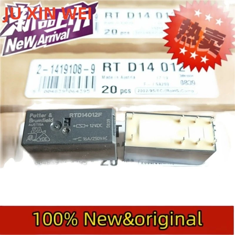 

5 шт. Совершенно новое и оригинальное реле Tyco RTD14012F 12VDC с одним открытым и одним закрытым контактами, 16А, модель Rt314012