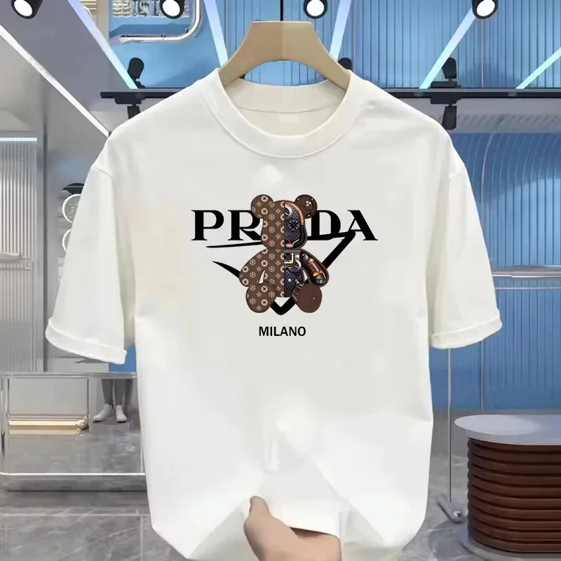 Men's luxurious printed summer high-quality T-shirt, 100% pure cotton, loose and comfortable fit