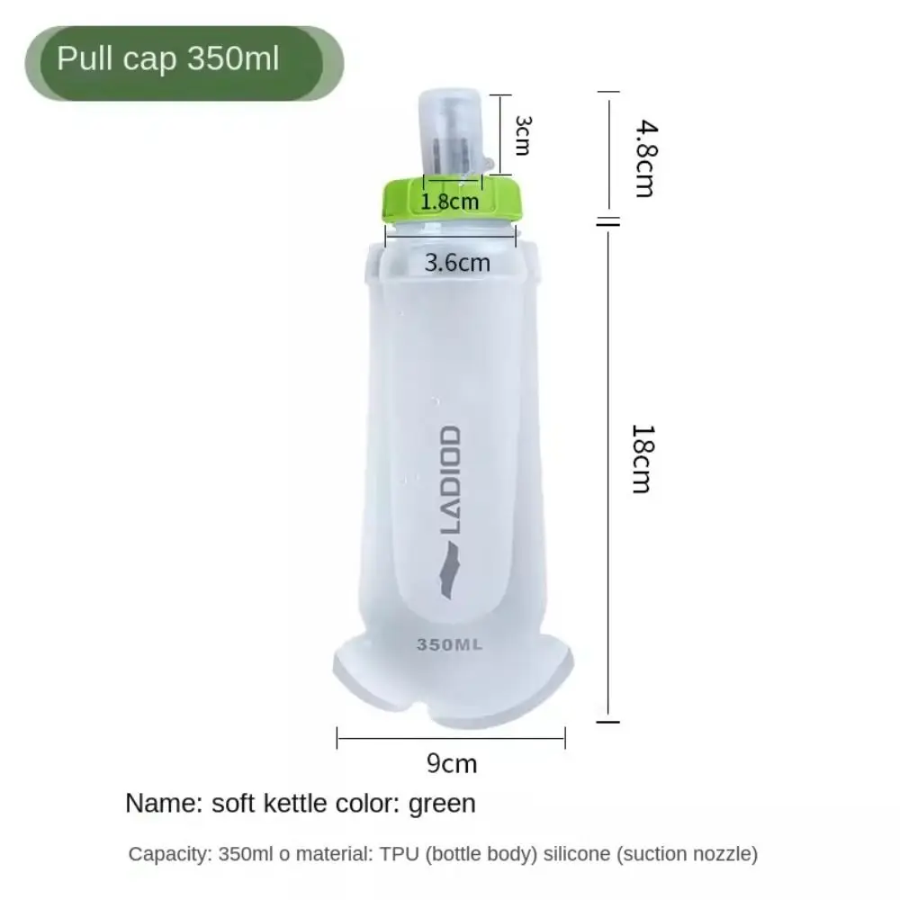 

TPU Soft Sports Water Bottle 350ml Thick Design Folding Soft Sport Bottle Dust-Proof Cover Collapsible Foldable Water Bag