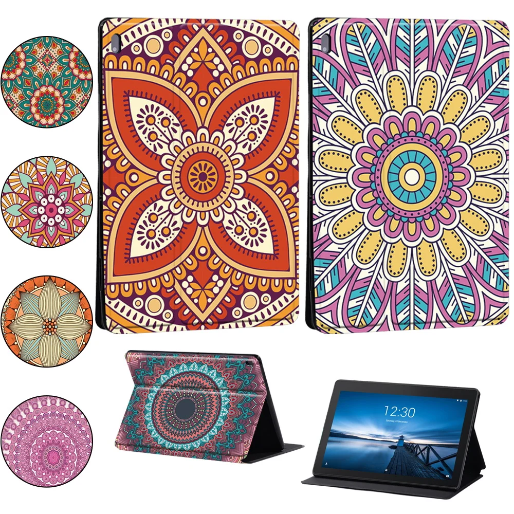 

Cover for Lenovo Tab M8 M7/Tab M10 HD/M10 Plus/Tab M10 10.1" X605F/Tab E10 Leather Foldable Tablet Stand Case Mandala Pattern