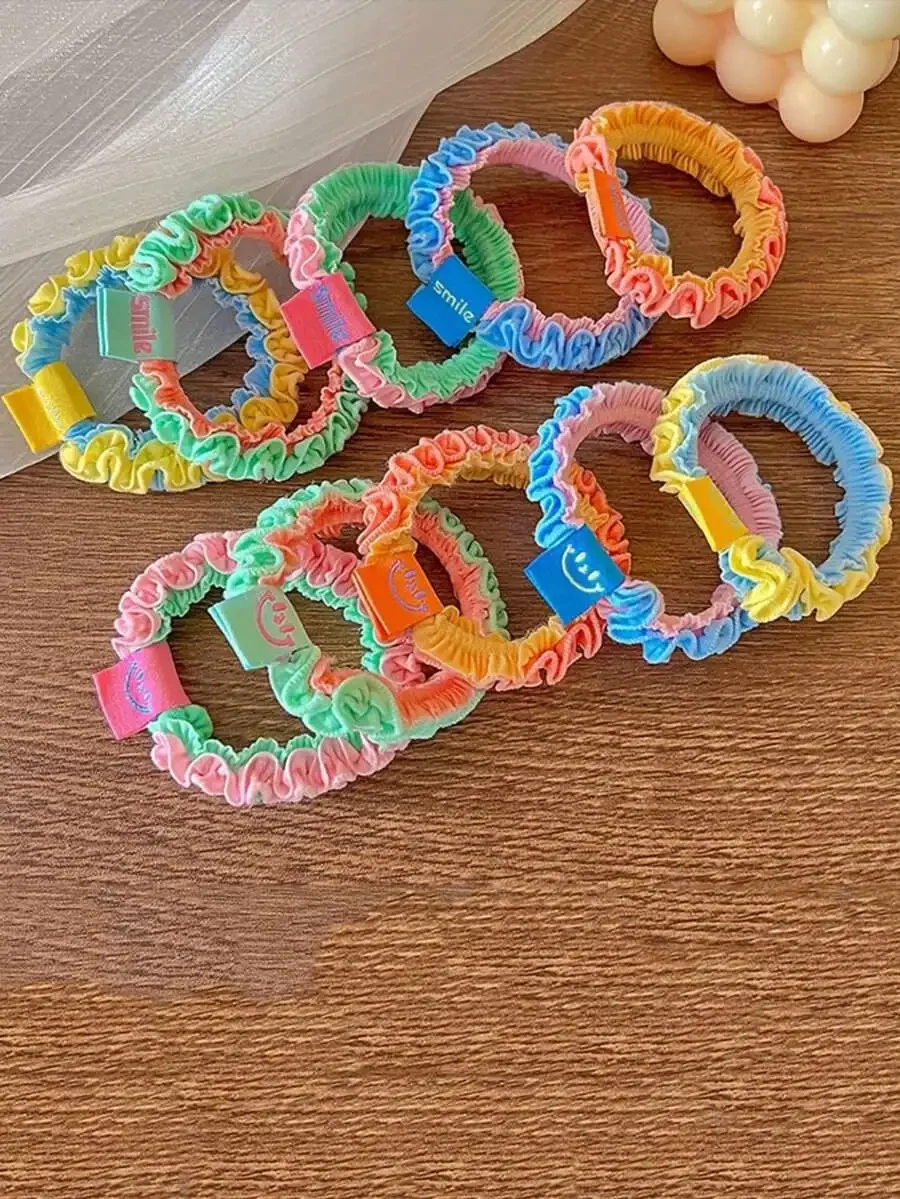 

5 шт. плиссированных резинок для волос в конфетных цветах, эластичные резинки для волос для женщин