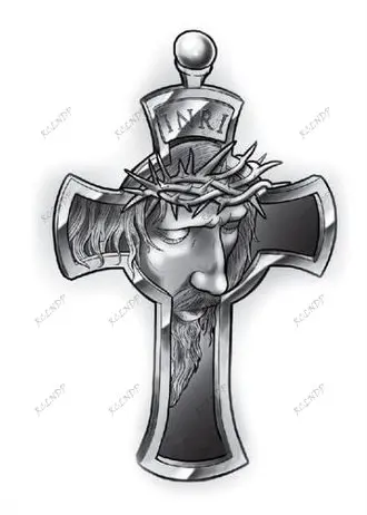 Waterproof Temporary Tattoo Sticker Jesus Black Cross Flash Tatoo Fake Tatto Arm Leg Back Body Art for Women Men