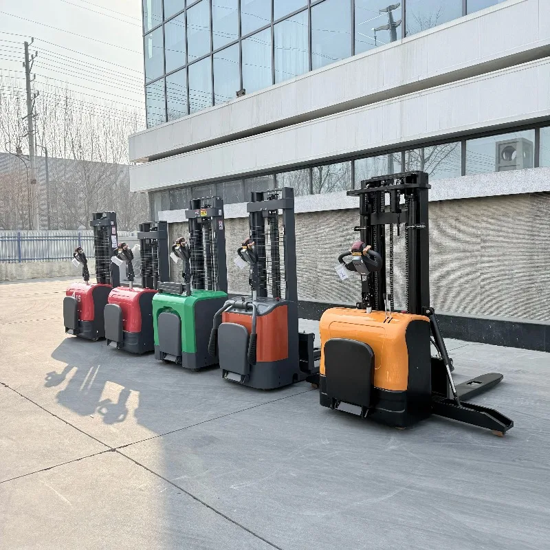 Stacker with Double Lifting Capability and Tip-Over Protection, Easy to Operate for Warehouse Efficiency