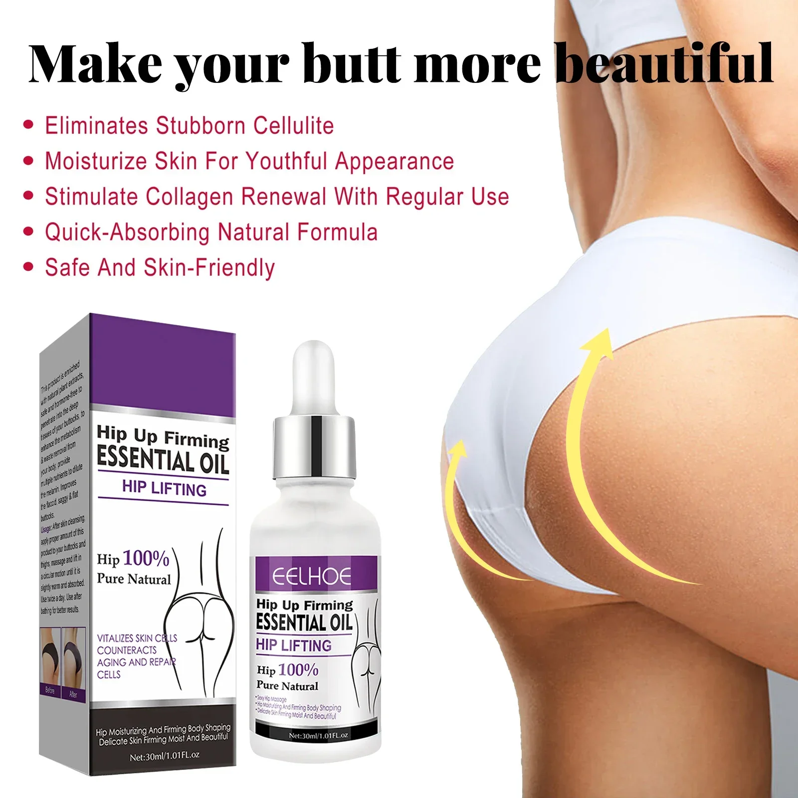 

Women Hip Lift Up Buttock Enhancement Essential Oils Enlargement Cream Ass Liftting Up Hip Tightening Massage Essence Serum