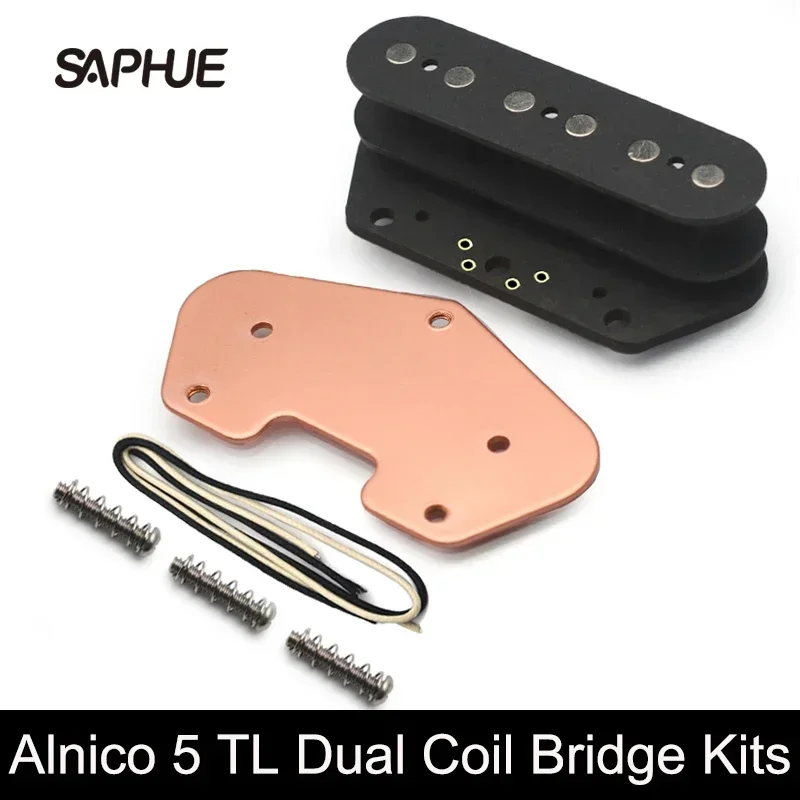 Dual Coil Bridge Humbucker Kits, Pickup DIY Kits, Fiber Bobbin, Alnico V Pole Piece, Waxed Cloth Cable for TL Guitar