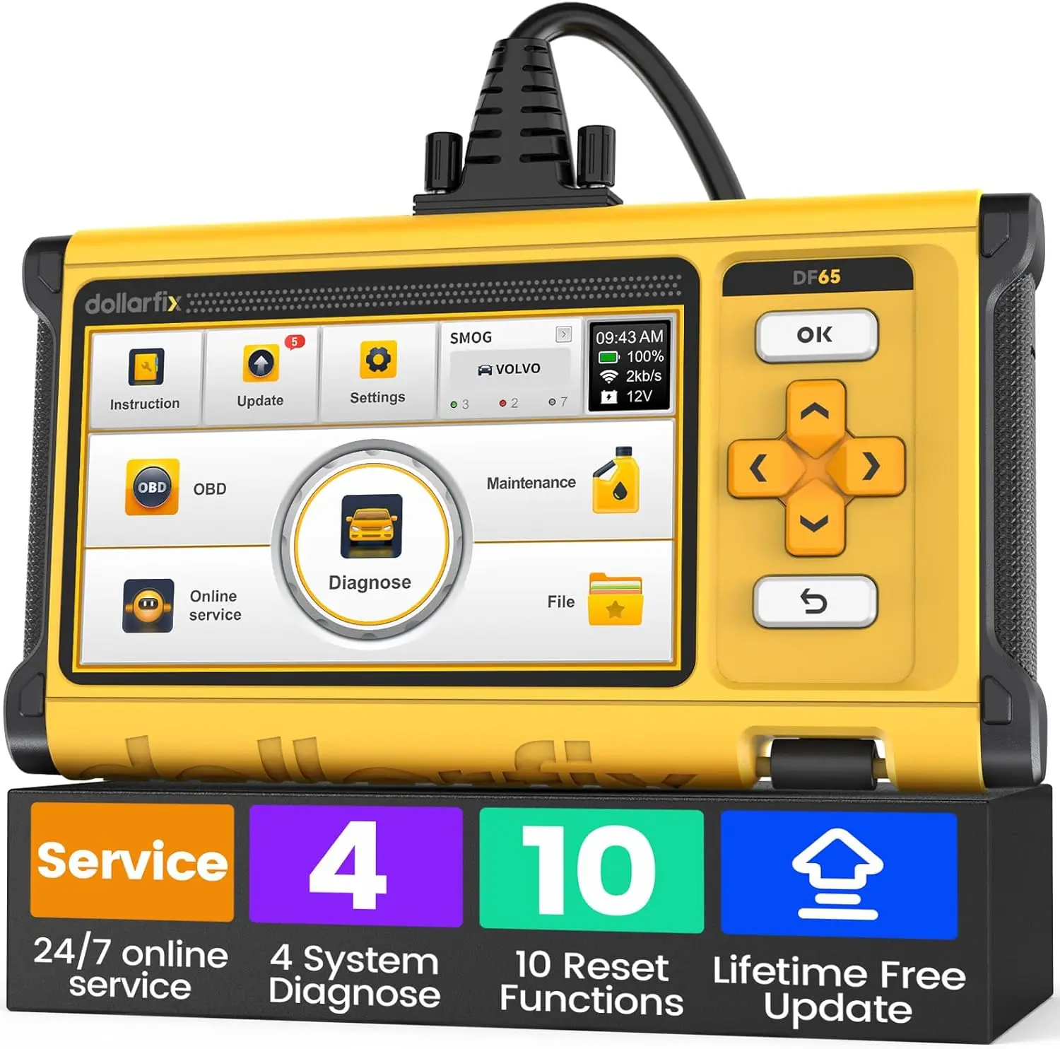 

Инструмент сканера OBD2, 4 диагностики системы, двунаправленный тест, 10 сбросов, пожизненное бесплатное обновление
