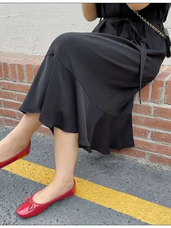 

Large Size Women's Dress D03 Shirt Skirt Kneelength 300kg S Cleanfit H Version Linen Material Three-quarter Sleeve Citywalk