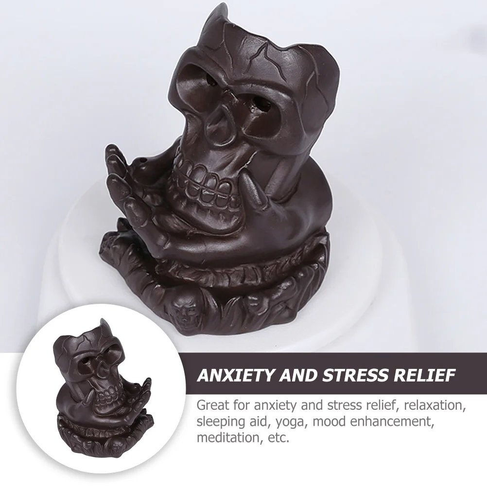

Skull Head Aromatherapy Furnace Purple Sand Censer Craft Home Decor Chic Artistic Ornament Incense Burner