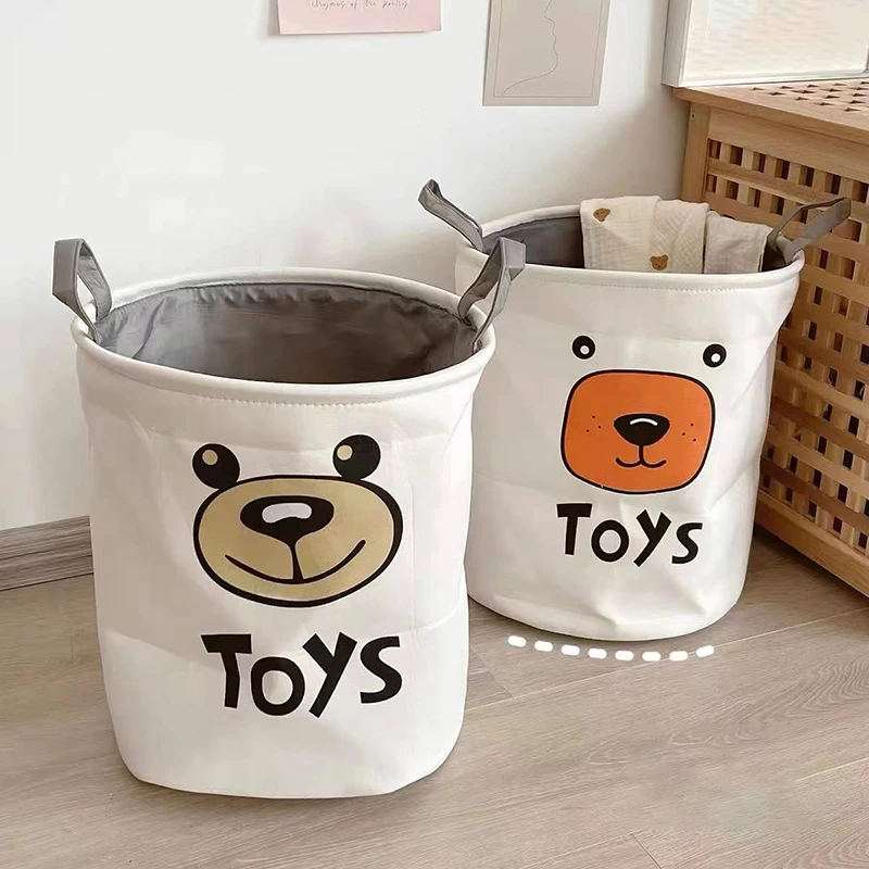 

Cotton Linen Storage Basket Foldable Dirty Laundry Clothes Organizer Kids Toy Storage Bucket Cartoon Animal Home Sundries Box