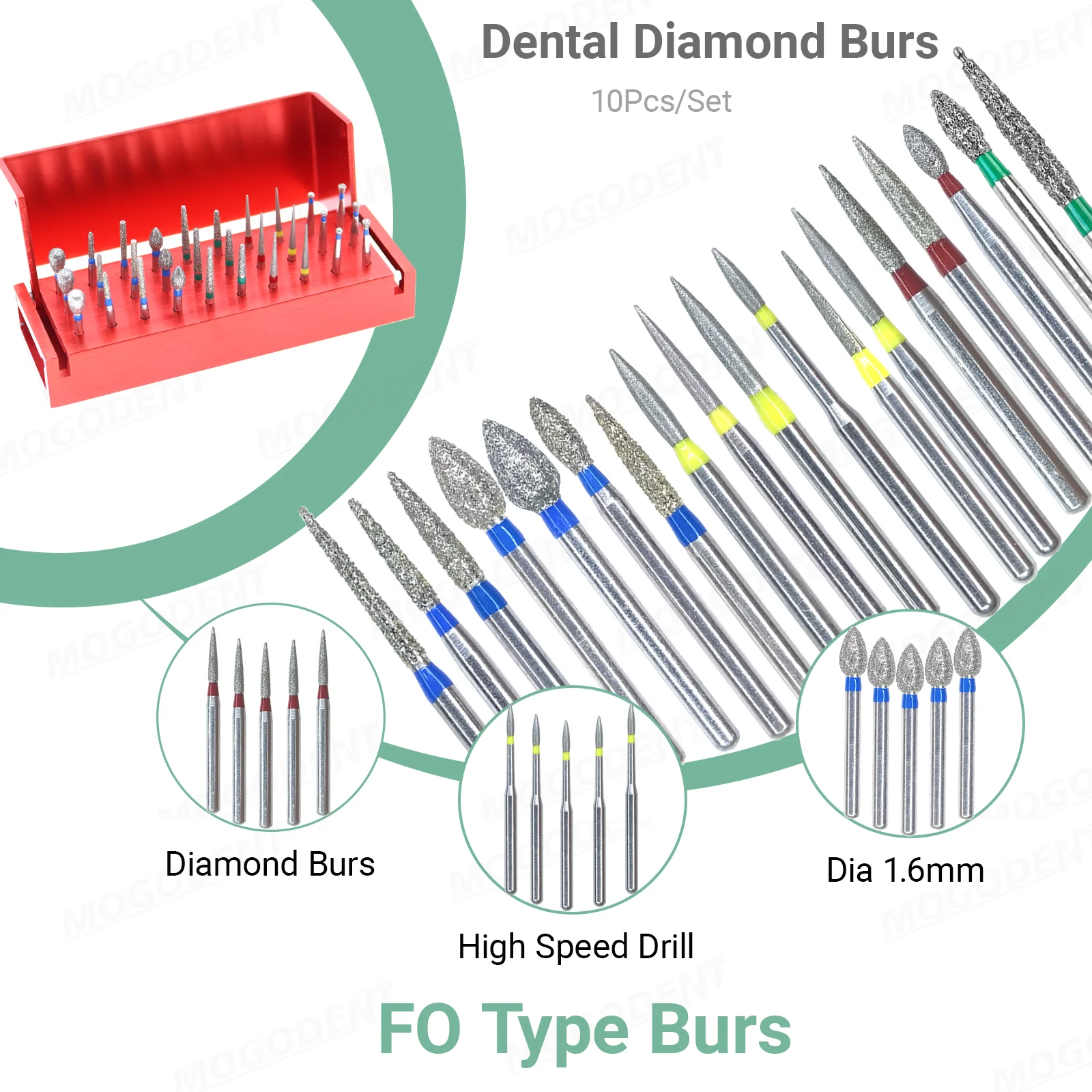

Dental Burs Dentistry Strawberries Dental Diamond Burs FO Type For High Speed Handpiece Dental Lab Polishing 1.6mm 10pcs/Pack