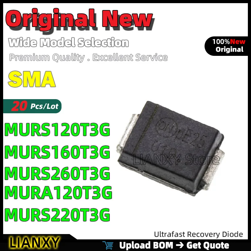 20pcs SMA MURS120T3G MURS160T3G MURS260T3G MURA120T3G MURS220T3G Ultrafast Recovery Diode New Original