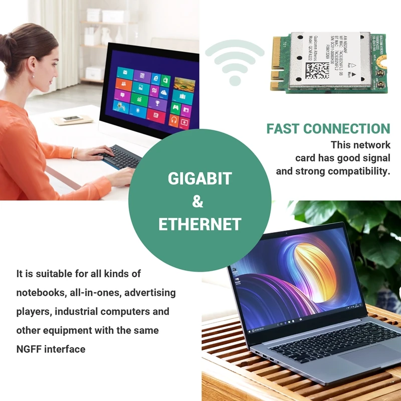 QCNFA222 AW-NB234NF 802.11A/B/G/N การ์ดบลูทูธไร้สาย WIFI 2.4 Ghz 5 Ghz Wifi + BT 4.0 NGFF Wlan