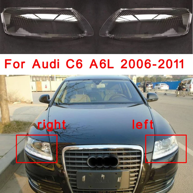 

Car Headlight Glass Lampshade For Audi C6 A6L 2006-2011 Headlamp Transparent Lens Cover Left/Right Side Replacement Lampshades