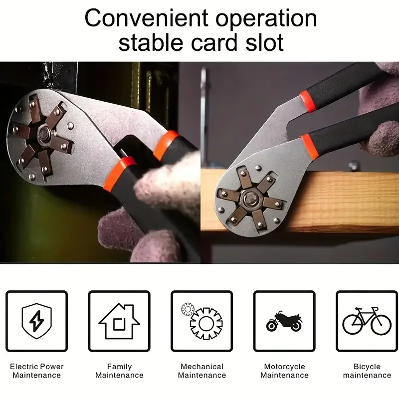 Universal Wrench Multifunctional Adjustable 6/8 Inch Spanner Can Be Clamped Socket Hexagonal Plumber Hand Repair Tools