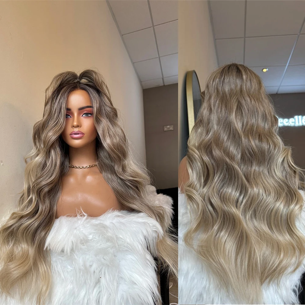 

Ombre Blonde Wear&Go Glueless Wig Pre Plucked Luxury Body Wave Synthetic Lace Front Wigs for Women 13x4 HD Lace Dirty Blonde Wig