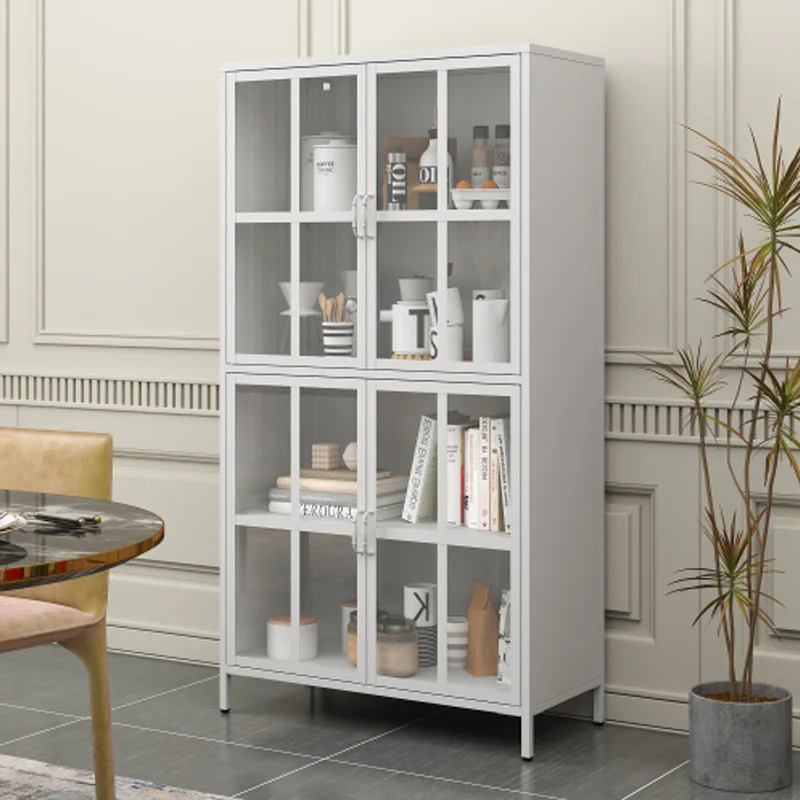 Premium Metal Storage Cabinet with Tempered Glass Doors,Sideboards & Buffets, Adjustable Shelves, Anti-Tipping Device