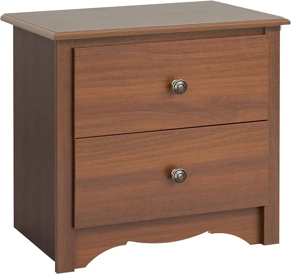 

Traditional Nightstand Side Table with 2 Drawers, Functional 2-Drawer Bedside Table 16" D x 23.25" W x 21.75" H