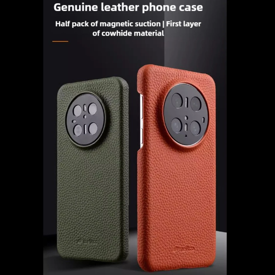 

Melkco Phone Cover For Mate 70 Pro Plus Magnetic Charging Litchi Texture Cowhide Leather Case for Huawei Len Protector+Hard Case