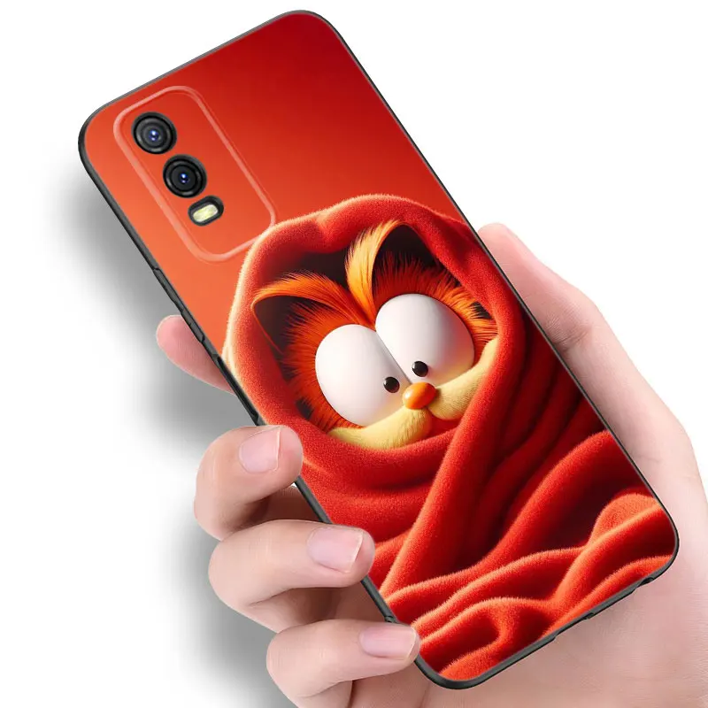 Funny G-Garfield Silicone Phone Case For V27 V30 Pro V29e Y27 Y55 Y78 5G Y02S Y15S Y17S Y21S Y33S Y76S Y16 Y22 Y35 Y36