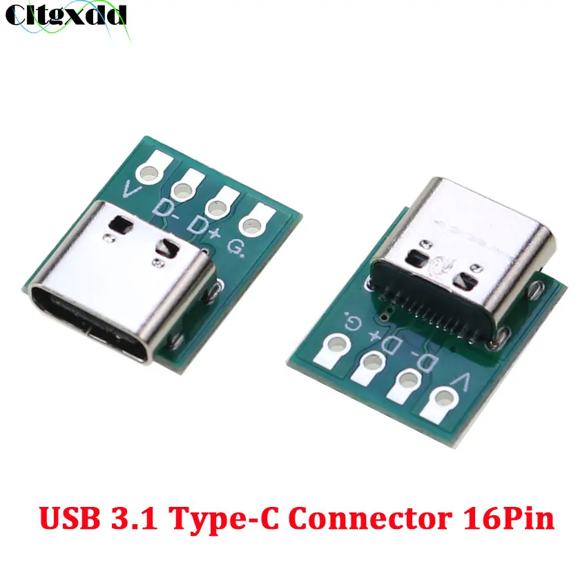 Cltgxdd 10Pcs USB 3.1 Type C Connector 16 Pin Test PCB Board Adapter 16P Female Socket For Data Line Wire Cable Transfe