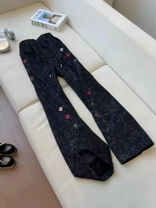 

Мужские брюки-чинос Thiened Fce с прямым кроем, американской вышивкой и окрашиванием, повседневные брюки прямого кроя, модные