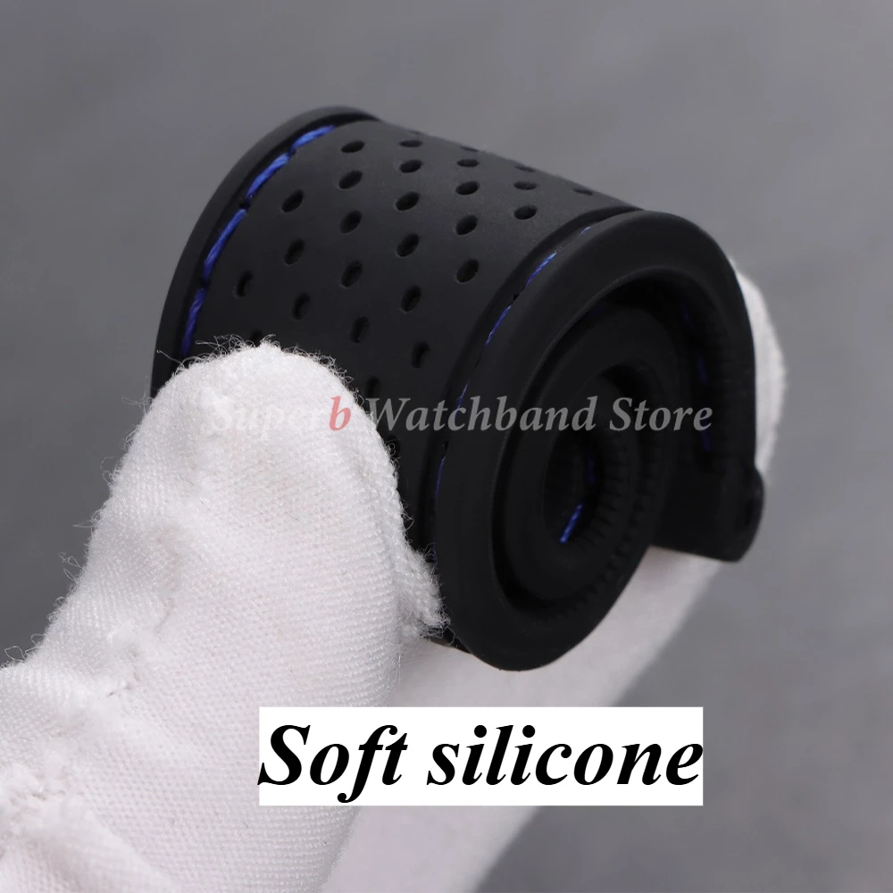 Pulseira de relógio de silicone macio para omega 20mm 22mm masculino feminino esporte pulseira de borracha à prova dwaterproof água fivela borboleta substituição respirável