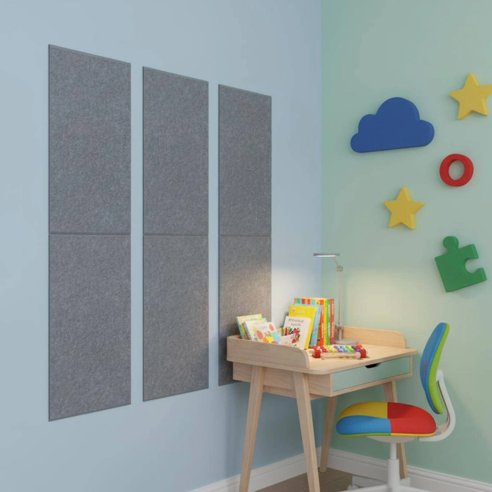 6 Pieces Sound-Absorbing Wall Panel Slim Noise Dampening Board Acoustic Felt Tile Horizontal Seam Room Decoration Reverb Control