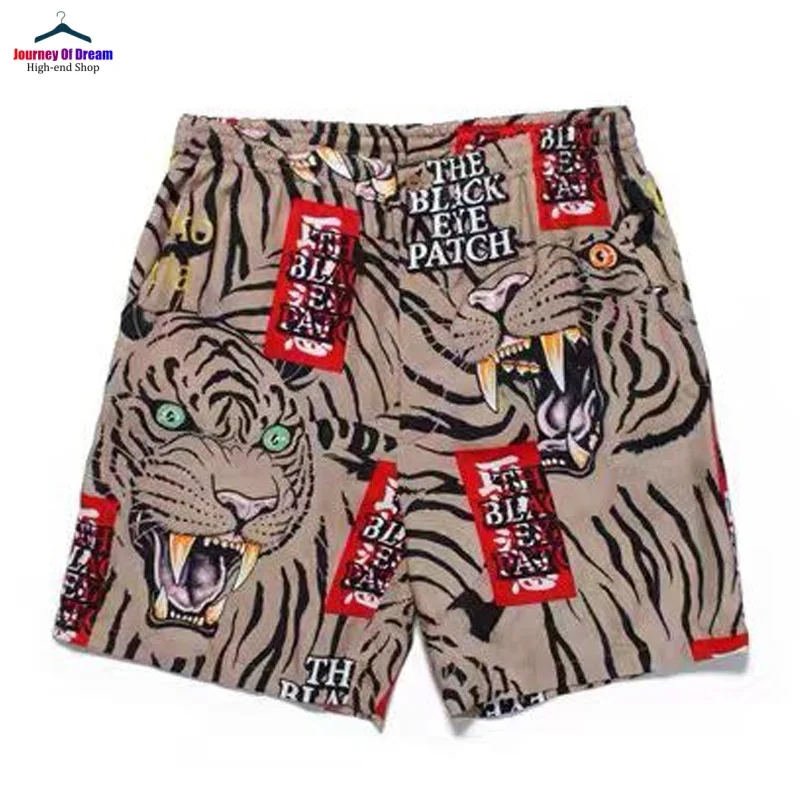 

Brown Blue WACKOMARIA Best Quality Digital Printed Cloud Tiger Print Hawaiian Vintage Casual Loose Mens Womens Summer Shorts