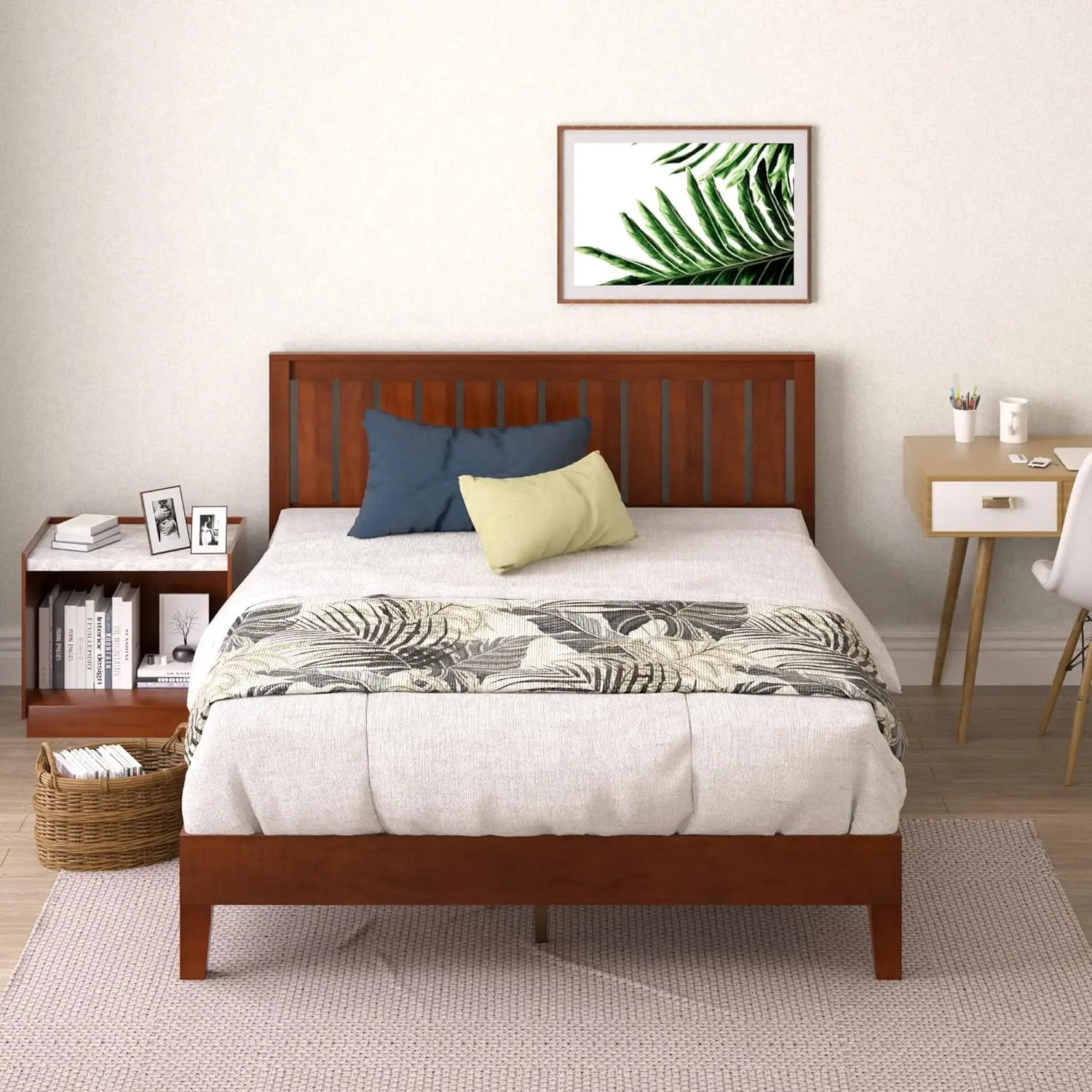 ZINUS-Deluxe Plataforma De Madeira Cama Quadro Com Cabeceira, Suporte De Madeira Slat, Nenhuma Caixa De Primavera Necessária, Fácil Montagem, Rainha, Rainha