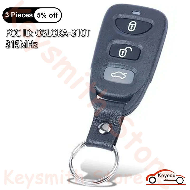 KEYECU 3+1 4 Buttons 315MHz for Hyundai Sonata Elantra 2006 2007 2008 2009 2010 Auto Remote Control Key Fob FCC ID: OSLOKA-310T