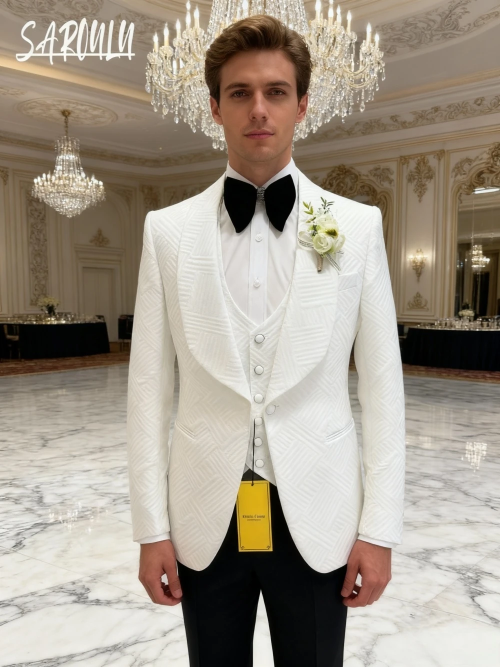 

High-end White Fully Lined Men's Suit, Celebrity Classy 3-pieces Set, Handsome Wedding Goom Wear, Single Breasted Tuxedo