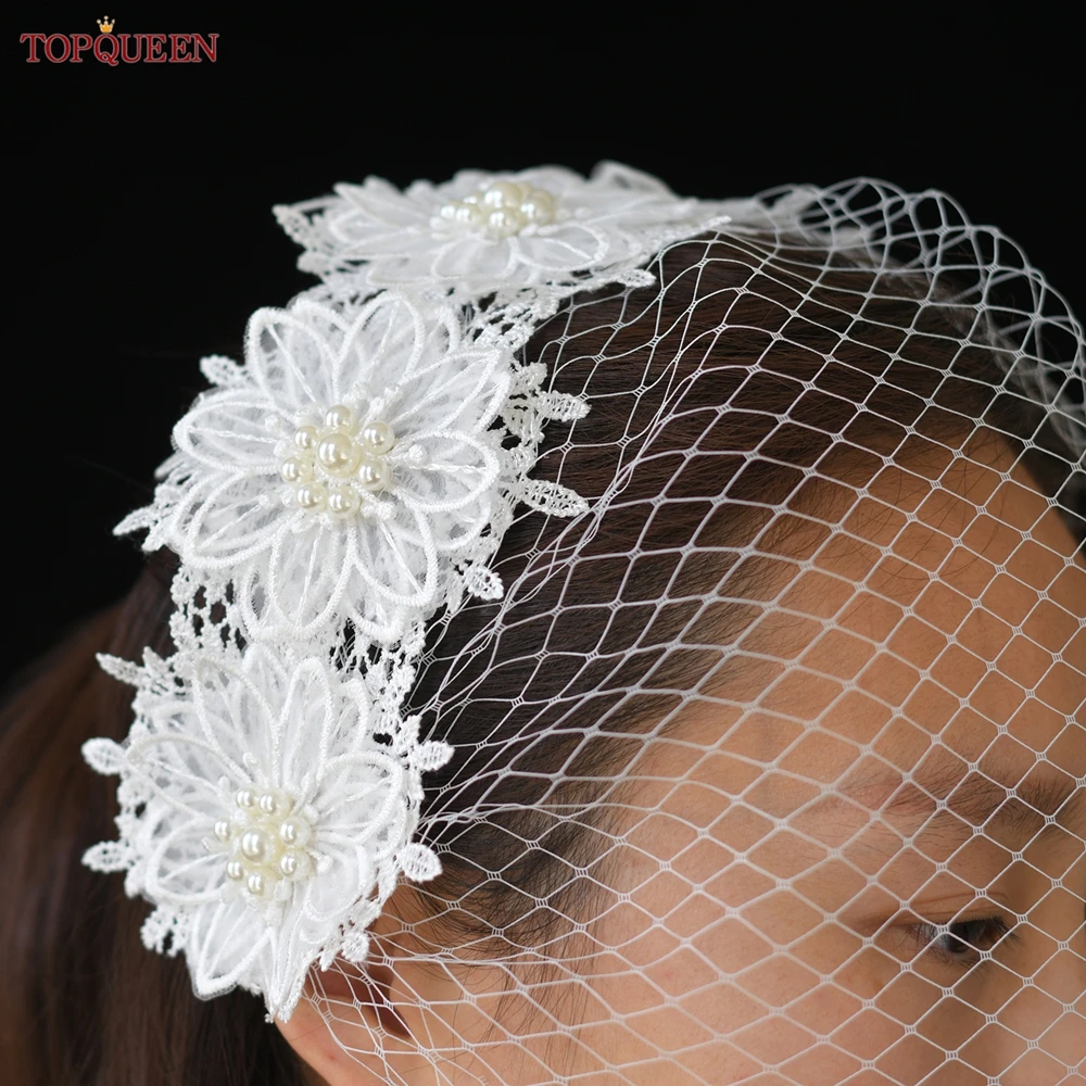 TOPQUEEN VA23 velo de jaula de tul ruso tocado sombreros de cóctel accesorios de despedida de soltera velo colorete de boda gran oferta