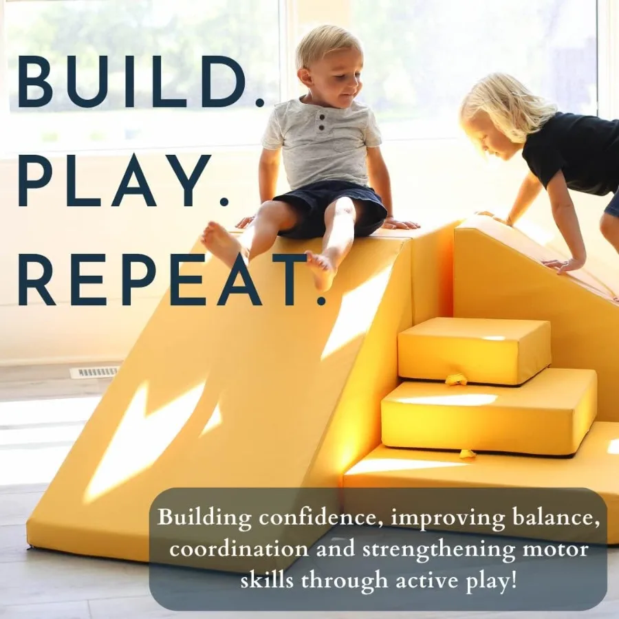 Up and Down Set Indoor Foam Playset 2 Piece Soft Toddler and Active Play Foam Climber for Balancing Crawling Climbing Sliding a