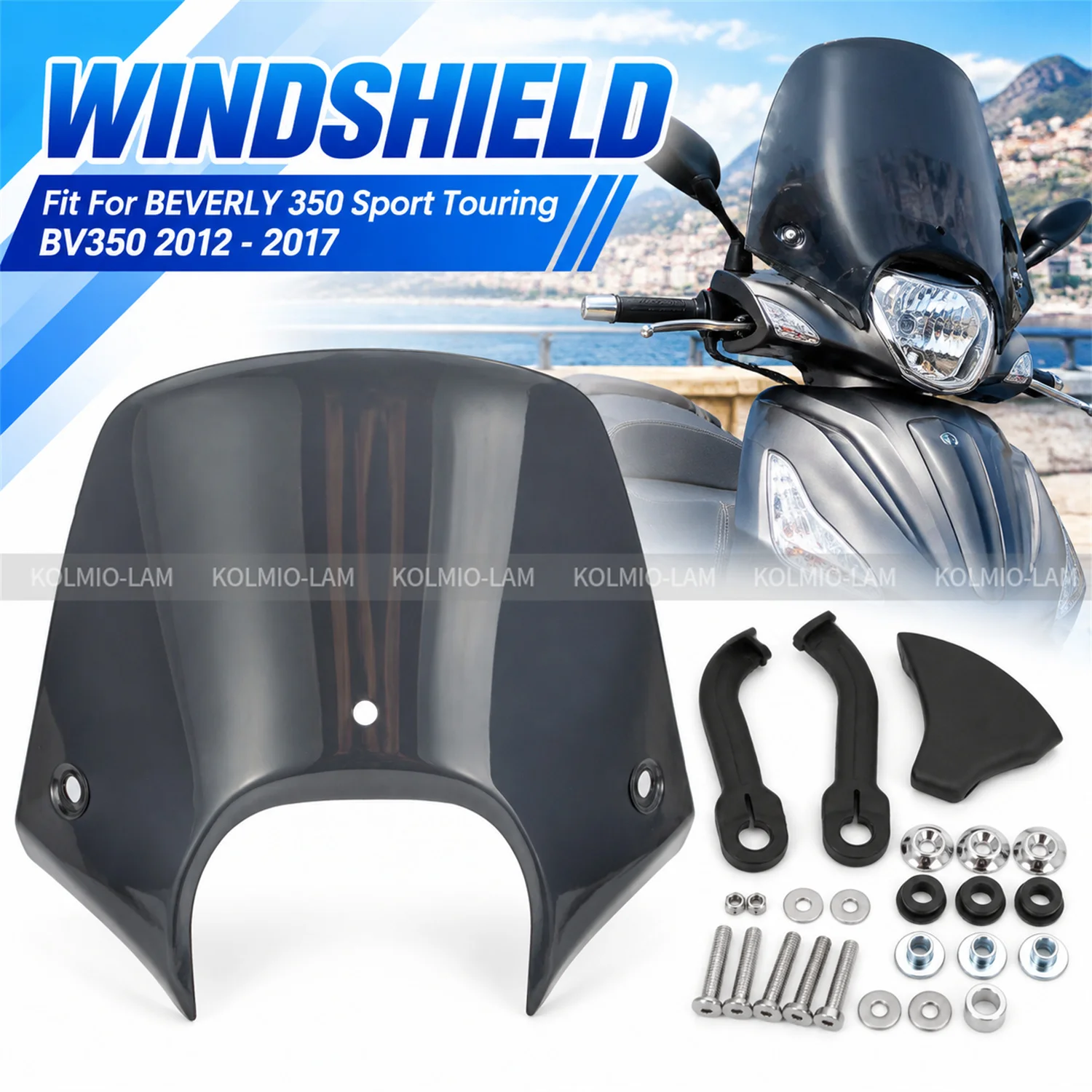 Fit for BEVERLY 350 Sport Touring BV350 2012 - 2017 Motorcycle Accessories Windshield Windscreen Screen With Brakect