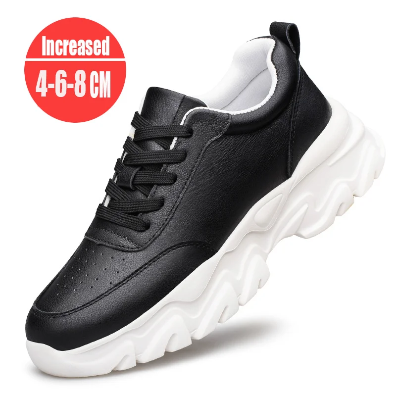 Couple's Lift Sneakers Elevator Shoes For Men Hidden Heels White Black Shoes 4-6-8cm Height Increasing Shoes Men Casual Shoes