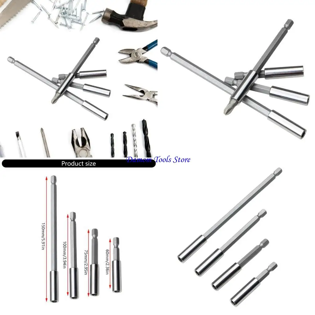 

57BE 4Pcs Screwdriver Extension Hexagonal Handle Extended Connecting Rod