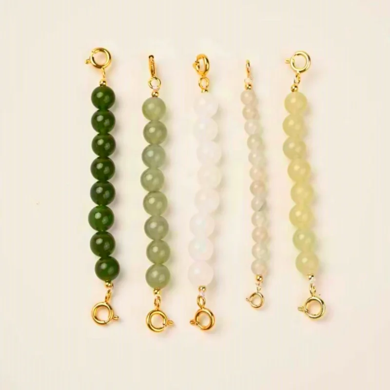 NYMPH Diy Accessories Necklace Bracelets DIY Finding 18k Yellow Gold Au750 Extended Chains 5cm Natural Hotan Necklace diy201