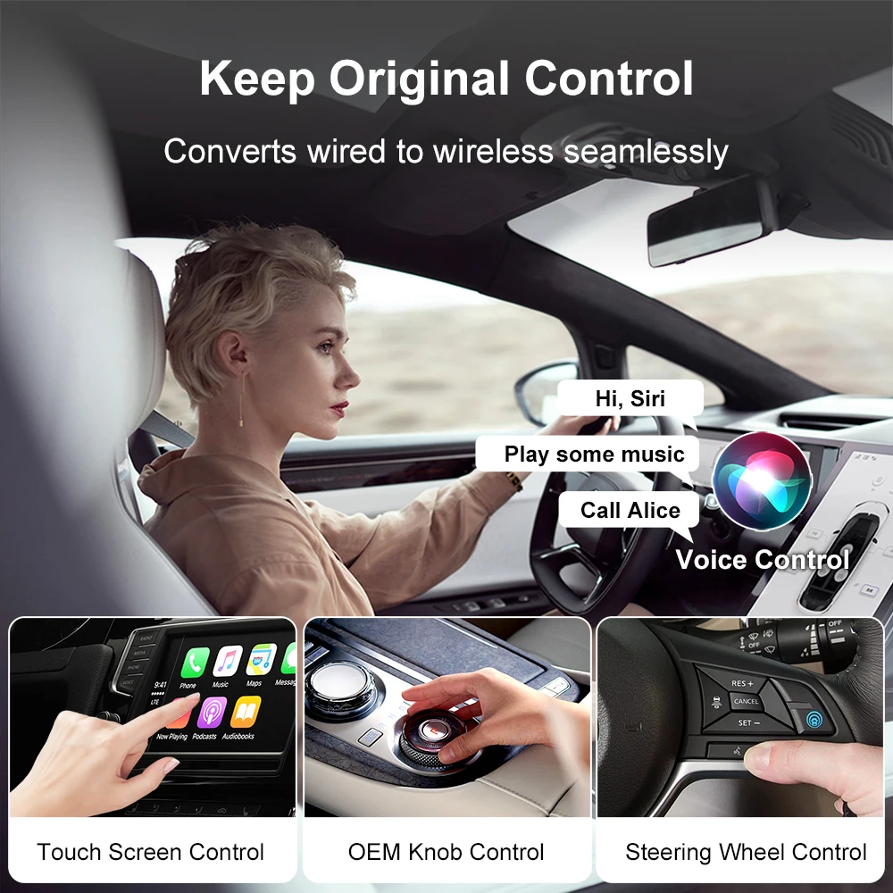 ANYFAR Dual Interface Wireless CarPlay Android Auto Wireless USB TYPE-C Adapter Smart Mini Box Plug Fast Connect Universal