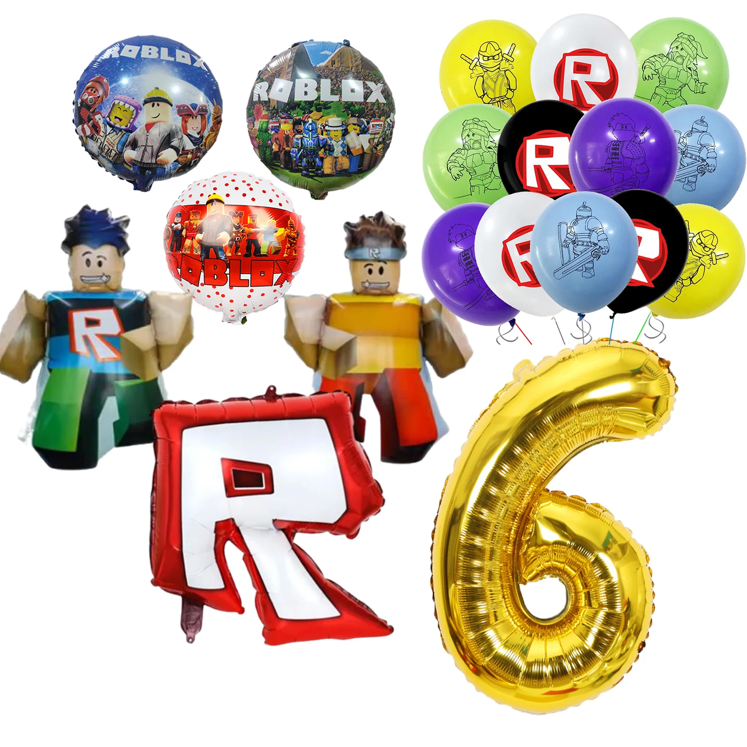 Roblox วันเกิดบอลลูนอลูมิเนียมฟิล์มบอลลูนชุดอาบน้ําเด็กสําหรับเด็กวันเกิดอุปกรณ์ตกแต่งของขวัญ